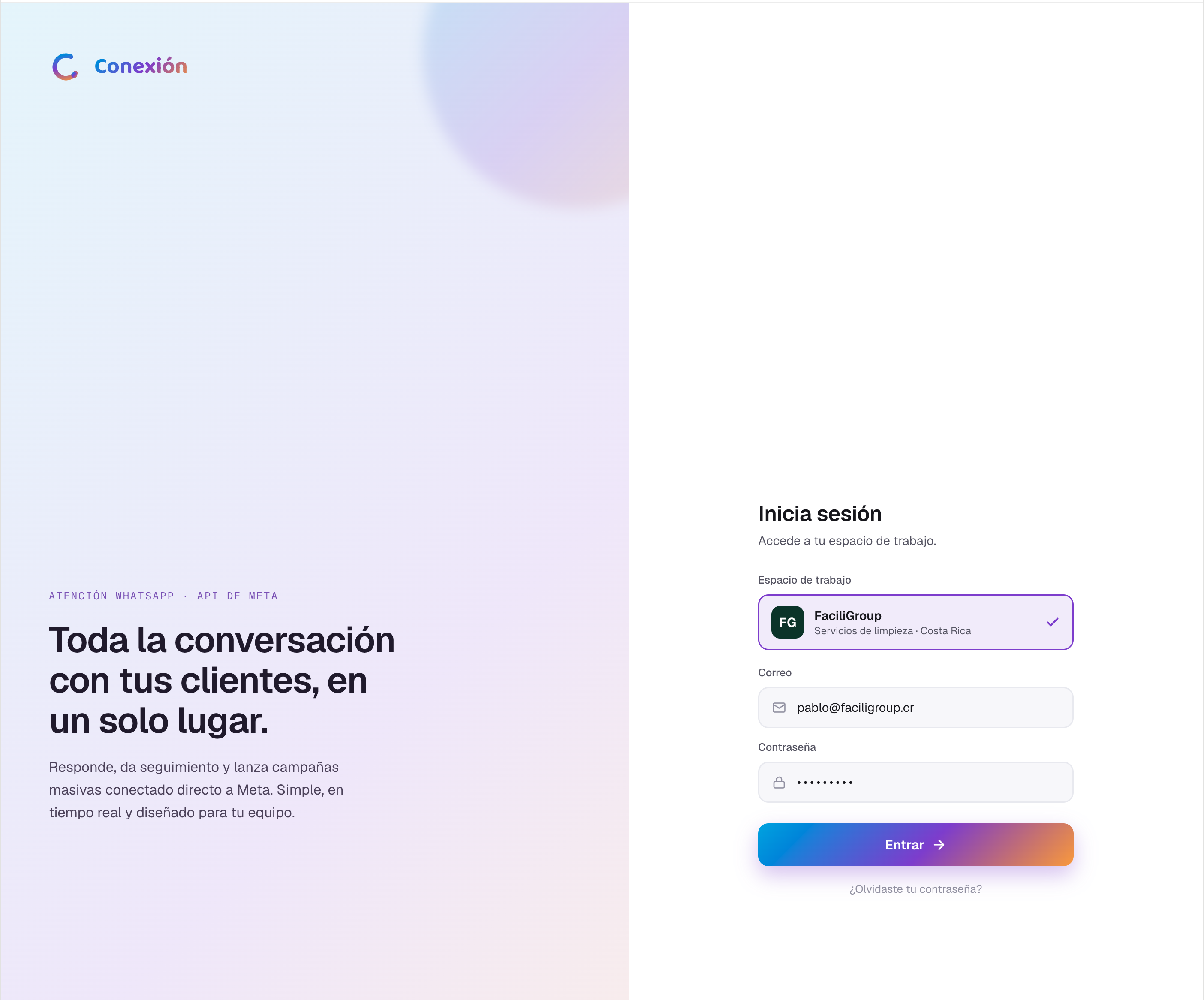 Conexión — inicio de sesión